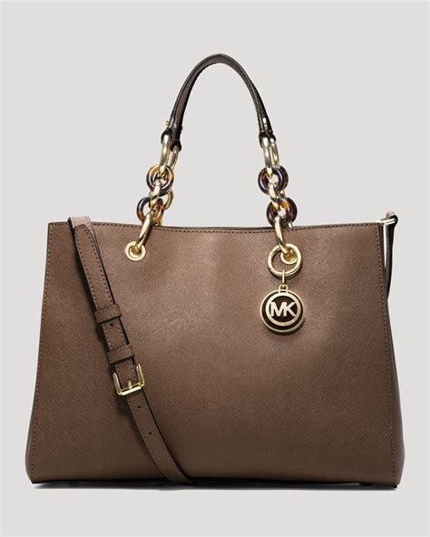 michael kors cynthia dark dune medium|Cynthia Medium Saffiano Leather Satchel .